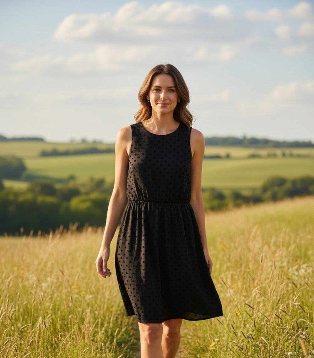 J Crew Dress Womens XS Black Polka Dot Fit Flare Sleeveless Mini Career Casual